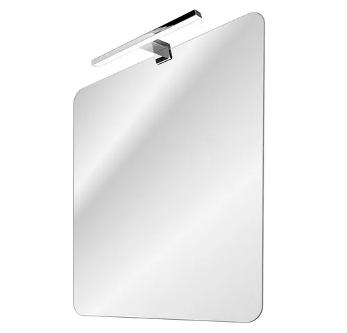 Lomadox Badspiegel MIRROR-56 mit LED-Aufsatzleuchte - Eleganter Badezimmer Spiegel 60x70 cm mit hochwertiger LED-Beleuchtung. Ideal zur optischen Raumerweiterung und perfekt kombinierbar. Schnelle Montage durch intelligente Konstruktion.