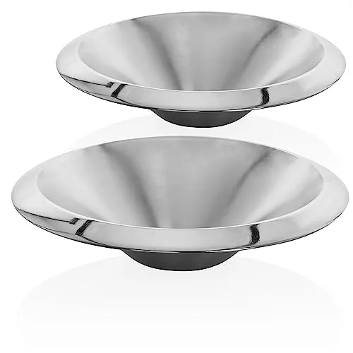 com-four® 2x Edelstahlschüssel - Schüsselset aus Edelstahl - Dekoschalen - Flache Servierschüsseln aus Metall - Obstschalen - Raumdekoration