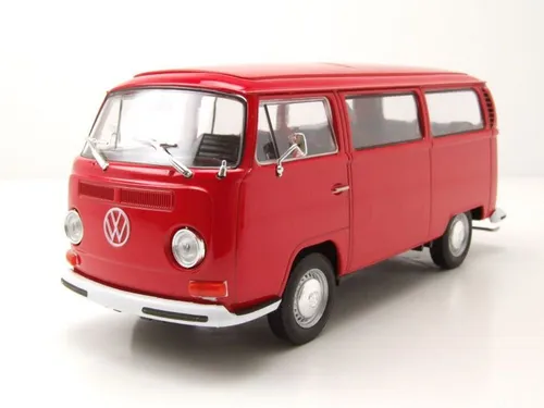 VW T2 Bus 1972 rot Modellauto 1:24 Welly - Minivan Modellauto im Maßstab 1:24, aus hochwertigem Die-Cast-Material, mit originaler Verpackung, ideal für Sammler und VW-Liebhaber.