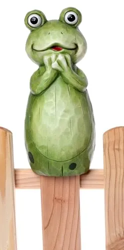 itsisa Zaunhocker Frosch H: 22 cm aus Terrakotta - Zaun Deko Garten Frösche, Tierfigur Pfostenhocker, Zaunfigur, Gartendeko, Metalldeko