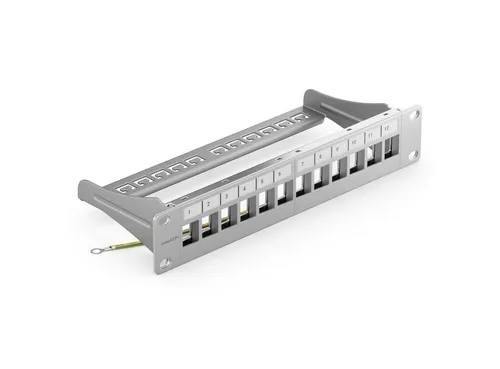 deleyCON deleyCON 12 Port Patchpanel Modular für Keystone Module 1HE 10 Zoll Netzwerk-Adapter