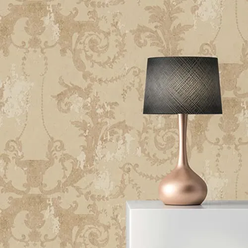 TADESSI Tapete Barock Giulia M1-No.1501 Vliestapete Beige Gold Ornamente Klassik für Wohnzimmer Schlafzimmer Küche