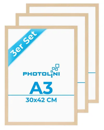 PHOTOLINI Bilderrahmen 3er Set aus MDF-Hochwertig in beige von Photolini