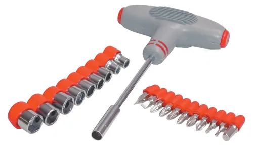 Schraubendreher T-Griff 10 Bits + 9 Nüsse Werkzeug Schraubenzieher ToolTech