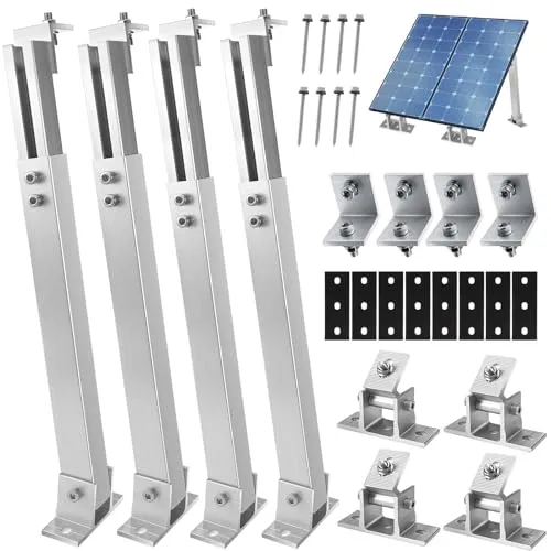 Royouzi Solarpanel Dachhalterung, Alu 15-30° Verstellbare Solarpanel Halterung, Alu Halterung Balkonkraftwerk Montageset 36CM-70CM, Geeignet für Boote, Wohnmobile, netzunabhängige Dachsysteme (2)