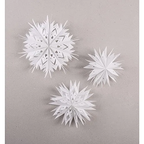 Rayher Mini-Zaubersterne, DIY-Set, Material für 7 weiße Papiersterne, 5,5 – 11,5 cm ø, Minitüten, Magnete, Klebeband und weiteres Zubehör, Sterne basteln, Weihnachtsdekoration, 67253000