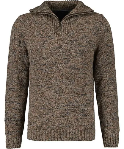 RAGMAN Herren Troyer Pullover, Gr. 54, grau - Herren-Pullover in taupe-grau mit hoch geschlossenem Troyer-Ausschnitt, aus 100% softer Baumwolle für höchsten Tragekomfort und ideale Winter-Outfits.