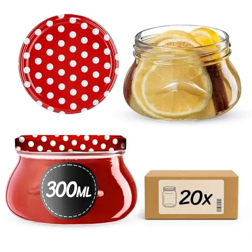 KADAX 20st Einmachgläser 300 ml mit Schraubdeckel fi82 mm, Miniaturgläser für Honig und Gewürze, Marmeladengläser mit Deckel, Luftdichte Gläschen zum Verschenken