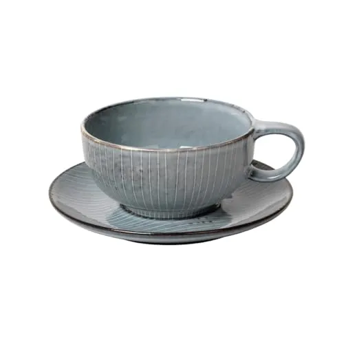 Broste Copenhagen 14533220 Nordic Sea Tasse mit Unterteller, Steingut, 25ml