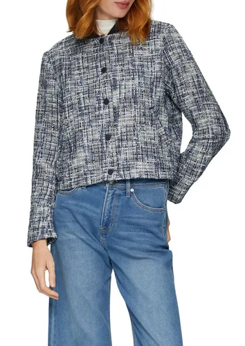 s.Oliver Bouclé-Jacke mit Metallic-Garn in Navy, Größe 42 - Funktionsjacke mit Regular Fit, leichtem Futter und stylischem Stehkragen für einen modernen Look.