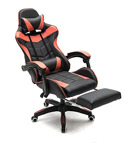 VDD Gaming Stuhl Cyclone mit Fußstütze - Bürostuhl - Racing Gaming Stuhl - Rot Schwarz