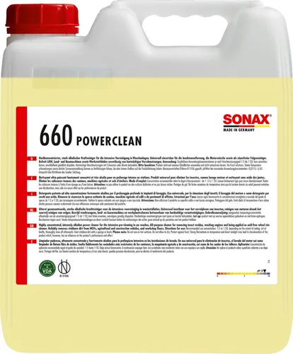 Sonax PowerClean 10l - Hochwirksames Reinigerkonzentrat - Spezialreiniger für kraftvolle Vorreinigung in Waschanlagen, NTA- und phosphatfrei, schnelltrennend und abscheidefreundlich.
