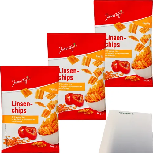 Jeden Tag Linsenchips Paprika 3er Pack 3x90g Packung usy Block
