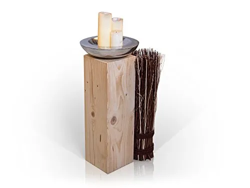 moebel-eins Blumensäule Fichte massiv Dekosäule Holzsäule Säule Landhaus Design, Natur, 19x19 cm, 60 cm