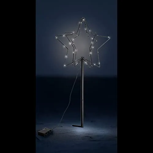 3D LED Gartenstecker Weihnachtsstern Weihnachtsbeleuchtung Wegbeleuchtung 52 LEDs warmweiß Batterie für Außen