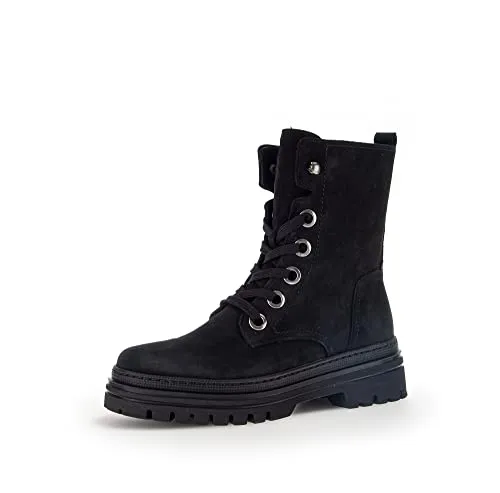 Gabor Damen Combat Boots, Frauen Stiefeletten,Wechselfußbett,Best Fitting,gefüttert,Stiefel,Bootee,Booties,schwarz(Altsilber),38 EU / 5 UK