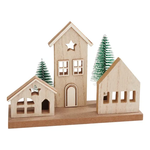 VBS Holzbausatz Weihnachtshäuser mit Tannen 12 Teile bauen Adventsdeko DIY