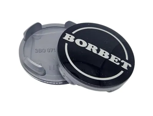 1x Original Borbet Nabendeckel Felgendeckel Nabenkappe Schwarz Glanz Silber 60mm N06 für CWD CWG 3B0071213666