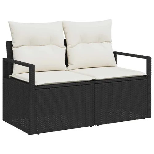 vidaXL Gartensofa Schwarz – Stilvolles 2-Sitzer Poly-Rattan