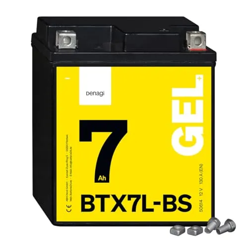 Denagi 50614 GEL BTX7L-BS Motorradbatterie 12V 7Ah - Motorradbatterie mit GEL-Technologie für maximale Leistung und Langlebigkeit. Wartungsfrei, vibrationsresistent und ideal für Motorräder mit hohem Energiebedarf. Einfach einbauen und sofort starten!