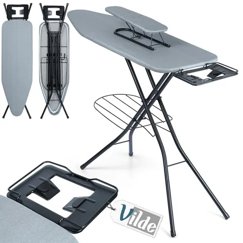 Höhenverstellbares Bügelbrett mit Ärmelbrett – Grau, stabil und praktisch