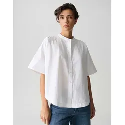 OPUS PANTS Kurzarmbluse FIBANA Oversized aus Baumwoll Popelin Moderner Look mit Faltendetail am Rücken weiß 40