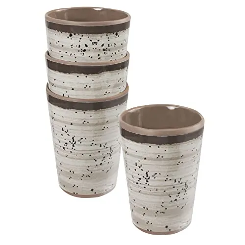 Melamin Camping 4 Becher 400ml braun beige - Trinkbecher Kaffeetasse Kaffeebecher Tasse - Geschirrset Tafelgeschirr