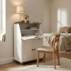 IDIMEX Sekretär DAVID – Eleganter Schreibsekretär im Landhausstil - Sekretär im Landhausstil mit Kiefer massiv, taupe/weiß, ideal für stilvolle Büros oder Home Offices. Maße: 82x38x117 cm, zerlegt geliefert.