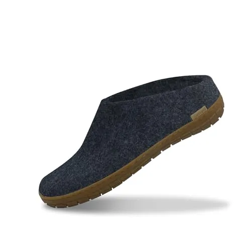 Glerups DK Modell BR-02 Unisex-Filz-Slipper - Hausschuhe aus 100% natürlicher Wolle, ideal für perfekten Komfort und warme Füße im Winter. Dänische Handwerkskunst mit langlebigen Naturkautschuksohlen für stilvolles Entspannen.
