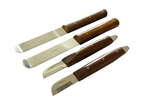 2x Gipsmesser nach Grittmann und 2x Gipsspatel (Set B), Spatel und Messer mit Holzgriff - Kosmetik