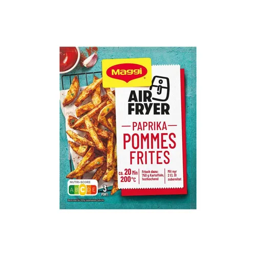 MAGGI Airfryer Pommes Frites - Paprika, 1er Pack (1 x 34g) - Fixprodukt für aromatische Pommes Frites, einfach zubereitet im Airfryer in nur 20 Minuten – knusprig außen, saftig innen!