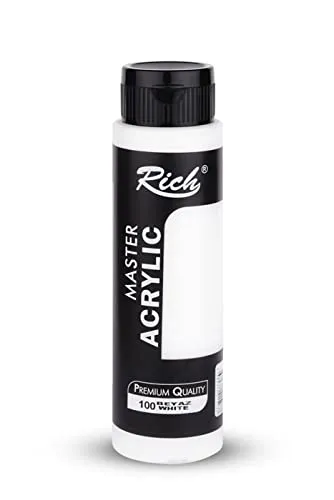 Rich Master Acryl Farbe 500ml - Cremige Acrylfarbe auf Wasserbasis, schnell trocknend, lichtecht, wasserfest, zum Auftragen mit Pinsel auf Leinwand, Papier und Holz - Weiss