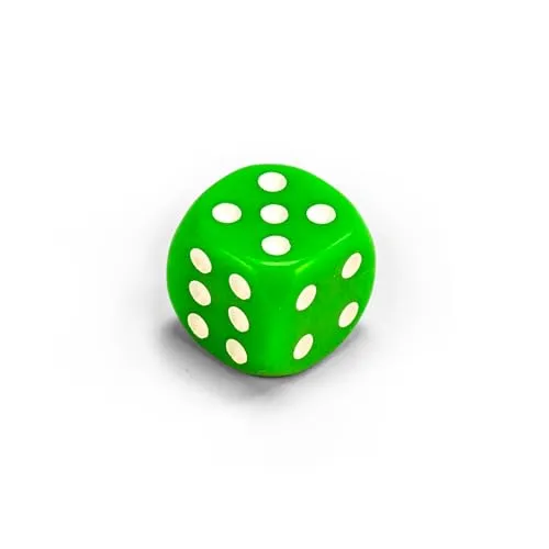 Einzelne Bunte Acrylwürfel von Waldfelsen®: Augenwürfel aus Acrylglas Spielmaterial Zubehör Würfel 16 mm W6 D6 Standardgröße Knobel Dice 6-seitig (Farbe: Grasgrün-weiß)