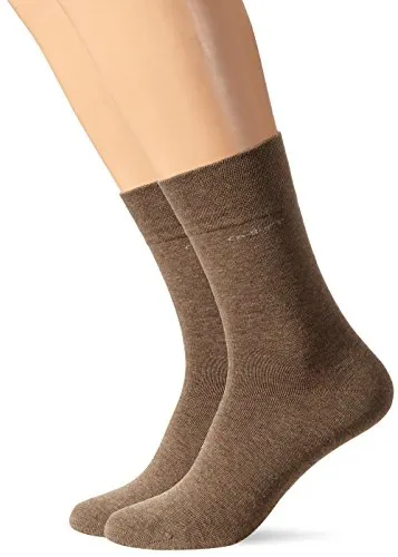 Camano Unisex 2er Pack einfarbige Socken mit verstärkten Zehen und Fersen Damen & Herren Strümpfe, Braun (Caramel Mel. 0039), 43/46 (2erPack)