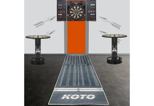 Carpetia Teppich Schwarze Dartmatte mit weiß grauen Abwurflinien, rechteckig, Höhe: 6 mm