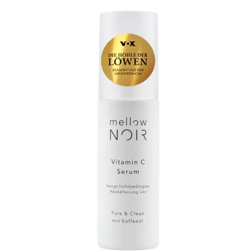 mellow NOIR Vitamin C Serum 30ml - Anti Aging Gesichtsserum - Tagespflege mit 3% Vitamin C und aktivem Kaffeeöl, beugt lichtbedingter Hautalterung vor und fördert die Kollagenproduktion für einen strahlenden Teint.