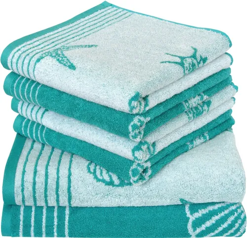 Dyckhoff 6-TLG Frottier Handtücher Set Seashell in grün von Dyckhoff