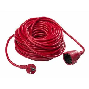 as-Schwabe Verlängerungskabel 51013, für innen, Schutzkontakt, Kabeltyp H05VV-F aus Kunststoff, rot, 10 m