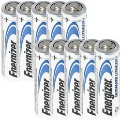 Energizer Ultimate Lithium AA Batterie 10er Box - Batterien & Akkus, 10 langlebige Lithium AA Batterien mit 3100mAh, ideal für extreme Temperaturen von -40 bis +60 °C und bis zu 20 Jahre lagerfähig.