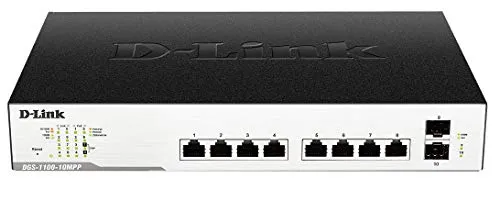 D-Link 10-Port Gigabit EasySmart Switch - Switch, Smart, 10 Ports (8 x 10/100/1000 PoE+ und 2 x Gigabit SFP) für flexible Netzwerkverbindungen, ideal für kleine bis mittelgroße Unternehmen.