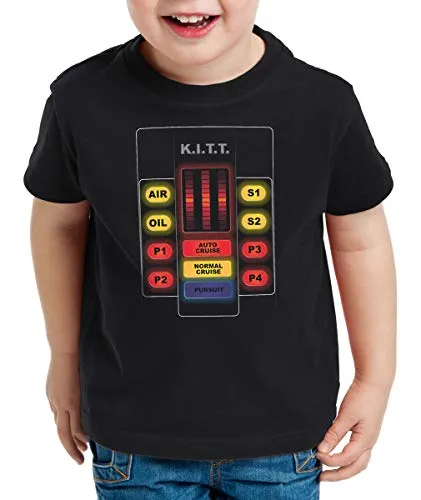 style3 K.I.T.T. Interface Kinder T-Shirt Michael Knight 2000 Black Rider, Größe:140