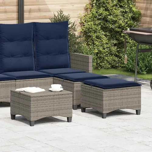 vidaXL Gartenhocker mit Kissen 2 Stk. Grau 55x55x36 cm - Gartenstühle aus langlebigem PE-Rattan mit bequemen, abnehmbaren Kissen für einfachen Komfort und Pflege. Ideal für entspannte Stunden im Freien und vielseitig einsetzbar!