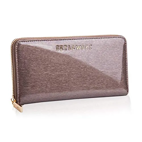 Betlewski ZBPDBS5297 Damenbrieftasche - Große Damenbrieftasche aus hochwertigem Naturleder mit RFID-Schutz, ideal für stilbewusste Frauen, die Sicherheit und Eleganz schätzen.