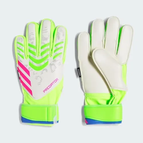adidas Predator Match Fingersave Torwarthandschuhe für Kinder und Erwachsene - 37 EU - Torwarthandschuhe mit halbnegativem Schnitt, 65% recyceltem Polyester und Fingerschutz, ideal für junge Torhüter, die Sicherheit und Komfort suchen.