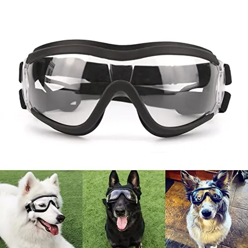 PETLESO Hundebrille Sonnenbrille für Große Hunde Hundeschutzbrille Leicht zu Tragen Anti-UV Schutzbrille Motorrad Brille für Gross/Mittel Hunde