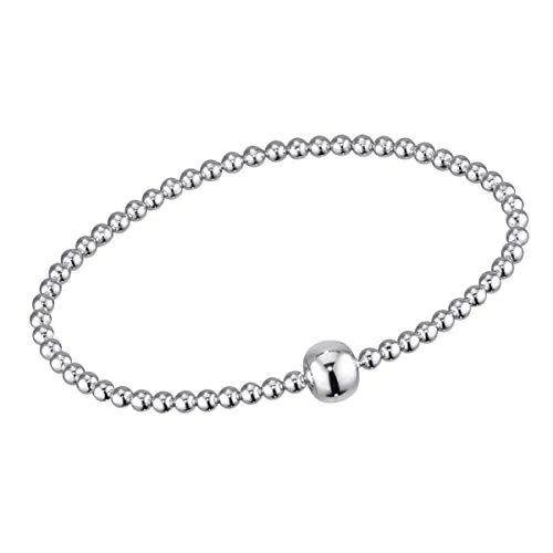 MATERIA Silber Perlen Armband Frauen Mädchen - 925 Echtsilber Stretcharmband Kugeln 17cm mit Geschenk-Box SA-37