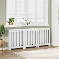 vidaXL Heizkörperverkleidung im modernen Latten-Design - Elektroheizkörper, stilvolle Abdeckung aus langlebigem Holzwerkstoff mit praktischem Ablagebereich für Dekoartikel.