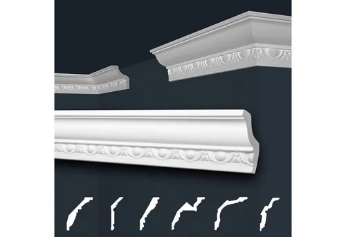 marbet design Stuckleiste B-08, 2 Meter, Deckenleisten Sparpaket aus Styropor EPS - Stuckleisten gemustert, leicht im traditionellen Design - 1 Stück / 2 Meter