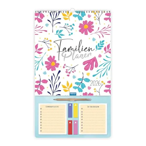 TRÖTSCH Familienkalender 2026 - Alben | Großer Wandkalender für die ganze Familie, perfekt organisiert für alle Familientermine und Aktivitäten.