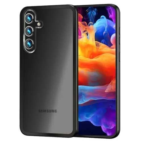 NALIA Matte Handyhülle für Samsung Galaxy S24 - Stoßfester Silikon-Rahmen & Semi-Transparent - FUZION (Anti-Fingerprint Case) - Marke aus Berlin, Farbe:Schwarz